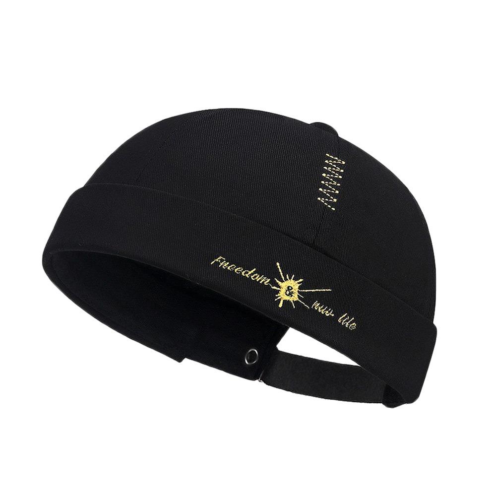 Fashion Hip Hop Beanie Street Hat Letter Embroidery Cotton Skullcap Adjustable Solid Color Melon Beanie Cap for Men Women