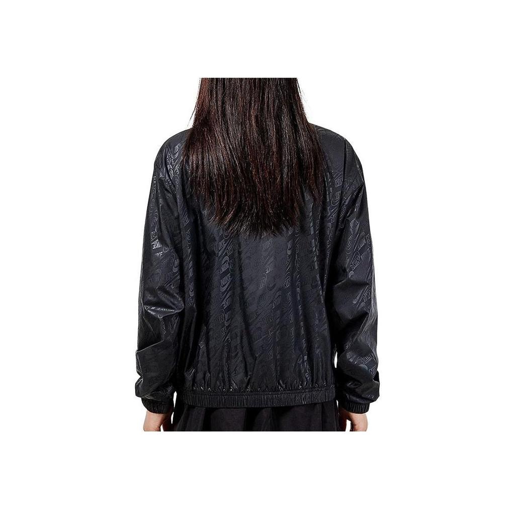 Nike Black Sportswear Full Print Logo Loose Woven Jacket Women's DD5787-010