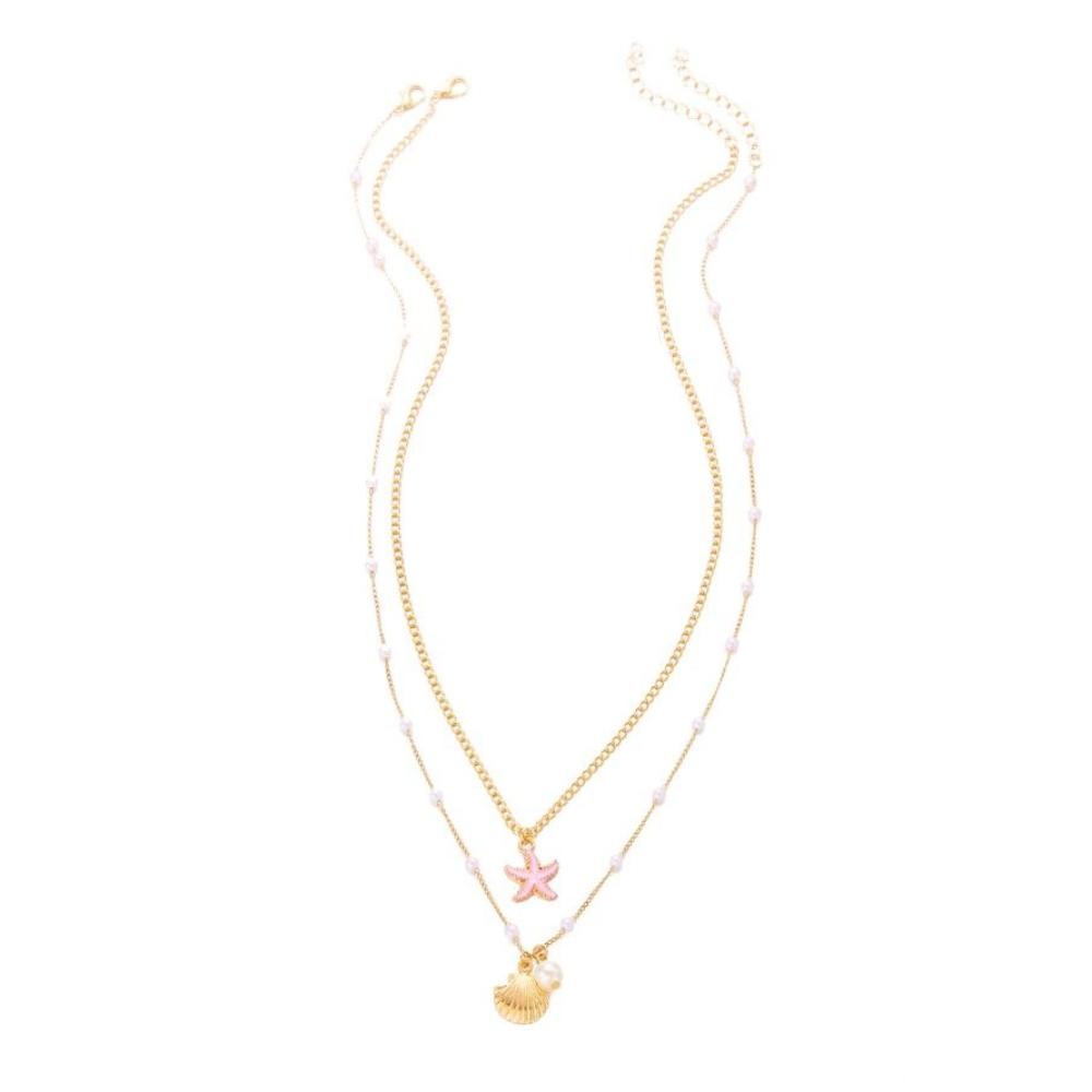 Pearl Shell Multilayer Necklace Conch Starfish Choker Trendy Shell Clavicle Necklace  Gifts
