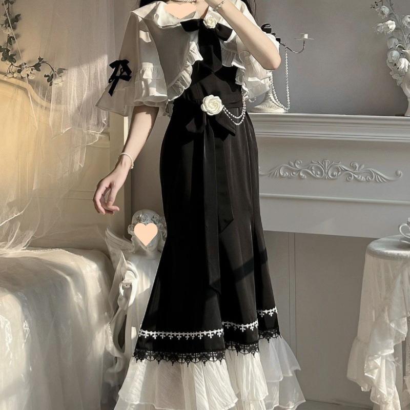 French Vintage Women Lace Korean Party Princess Spring Sweet Lolita Dress