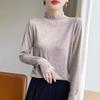 Semi-turtleneck Fungus Edge Lace Splicing Knitted Sweater Women's Autumn and Winter New Sweater Inner and Outer Wear Bottoming Shirt Thin