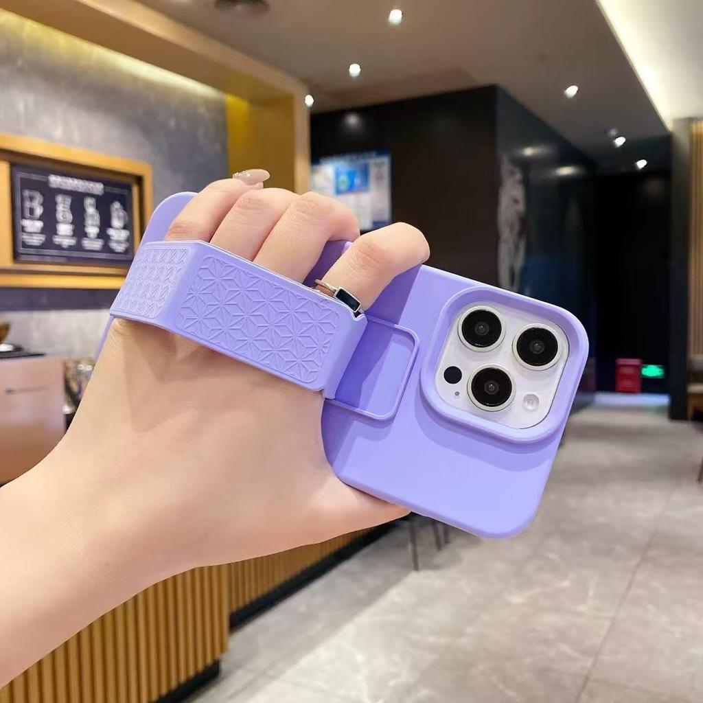 Подходит для Ip16promax Жидкий силиконовый ремешок-подставка, Защитный чехол однотонного цвета для Apple 15/14