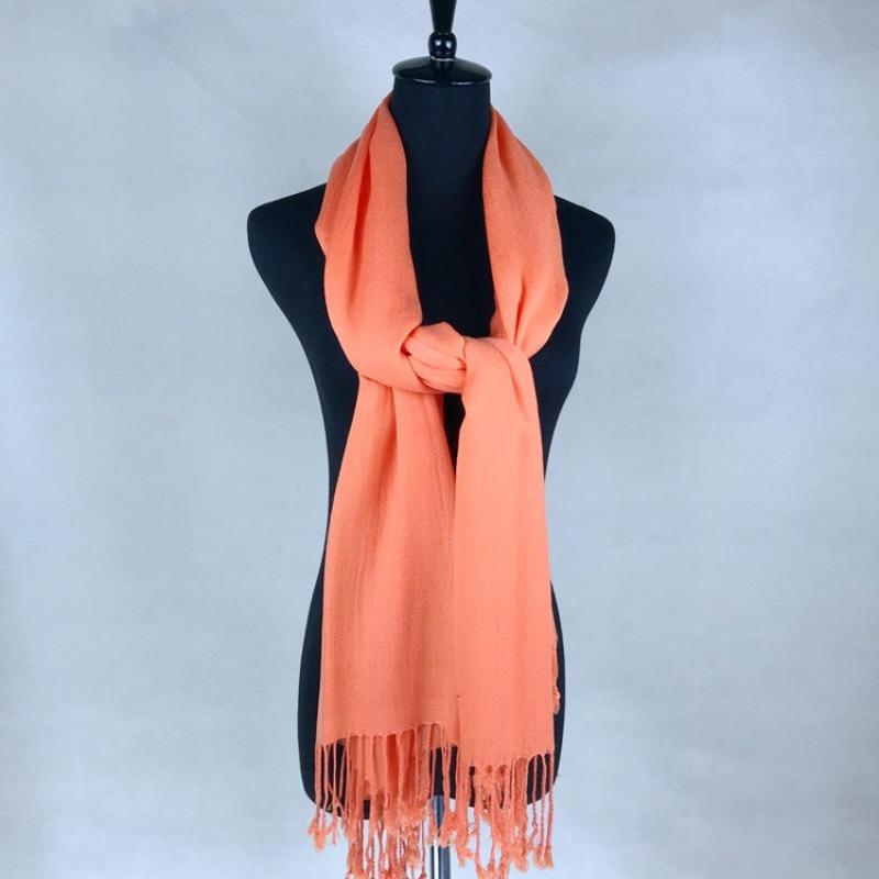 Big Red Club Gift Print OO Embroidery Solid Color Twill Cotton Shawl Scarf Extra Long High Sense