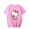 Sanrio Милый принт Hello Kitty 100% Хлопок Детская футболка Летняя Повседневная Уличная Спортивная Вечеринка Свободная Уличная Короткий рукав
