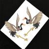 1 Pair Crane Embroidery Applique Ethnic Patch for Kimono Sewing