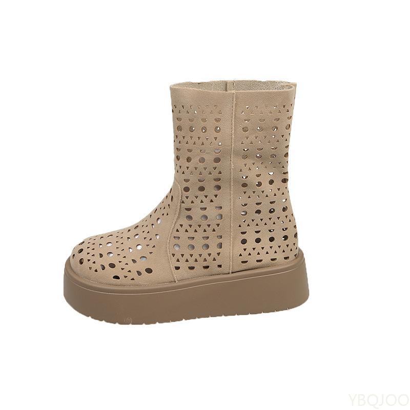 Модные Новые весенне-летние модные универсальные женские ботинки повседневные удобные туфли на толстой подошве ботинки с полыми межподошвами