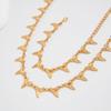 Geometric Rivet Spike Necklace Irregular Shark Teeth Pendant Bracelet Men Clavicle Chain  Daily