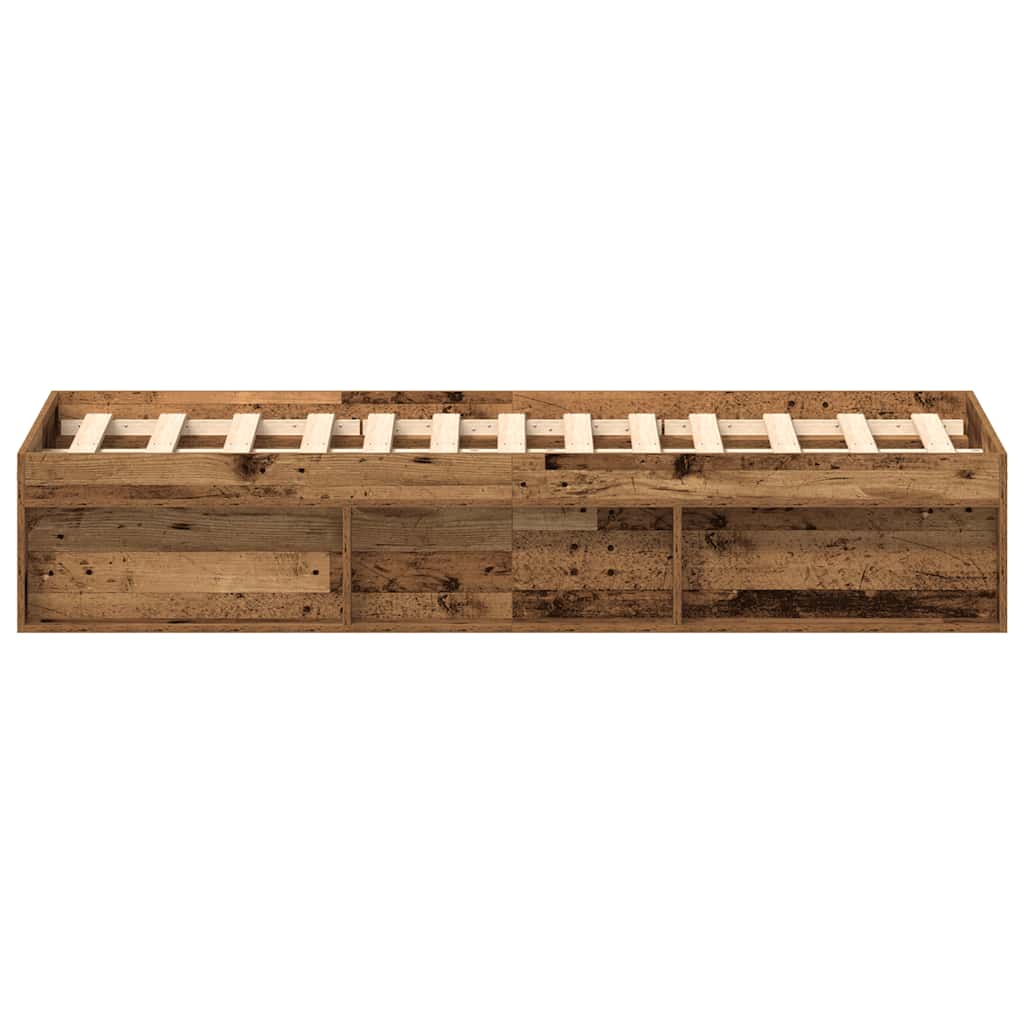 Bed Frame without Mattress Rustic Wood Look 135 x 190 cm Engineered Wood