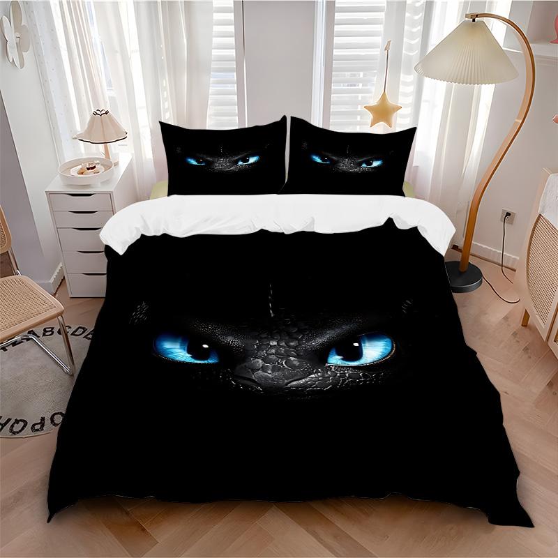 Dragon'S Eyes Print 3Pcs Bedding Setduvet Cover With 2 Bedropillowcase Home Birthday Gift
