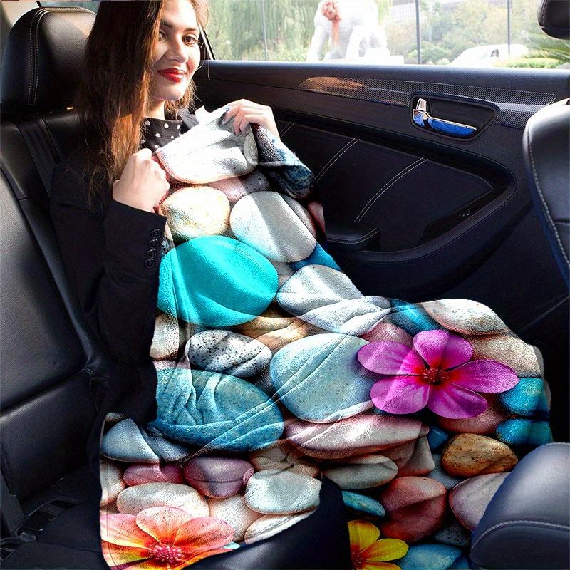 1pc. Pastel Pebble & Flower Print Blanket - Home Decor, Office Blanket, Outdoor Blanket, Gift for All Seasonsz0416242