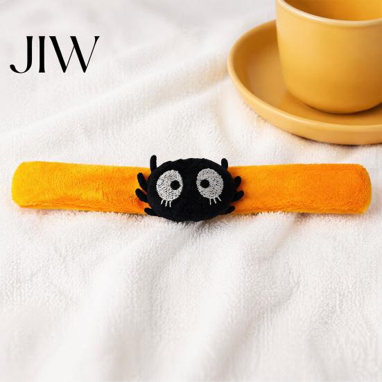 Halloween Decorations for Outfits 2 Pcs Slap Bracelets, Plush Pumpkin, Bat, Ghost, Black Cat Soft Portable Festive Armband Bands Kids, Trick or Treat