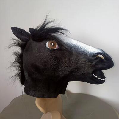 Хэллоуин Ужас Смешное Животное Лошадиная Голова Латексная Маска кос Маскарадный взрослый костюм для выступлений реквизит