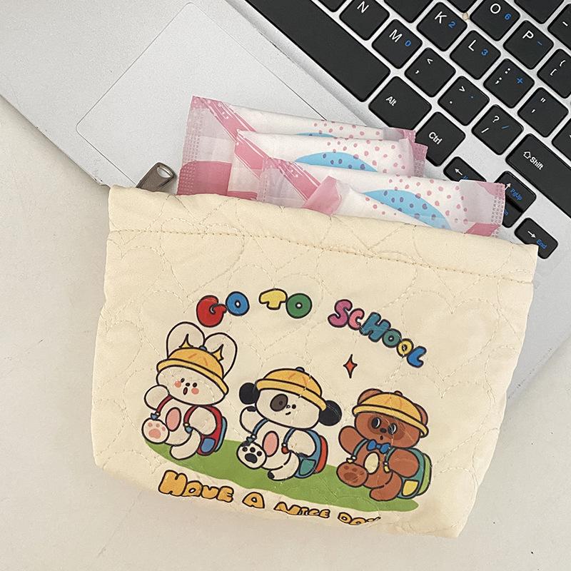Cute Cartoon Printed Ladies Cosmetic Bag Love Quilting Women's Small Storage Bags Sweet Portable Female Clutch Purse Handbags