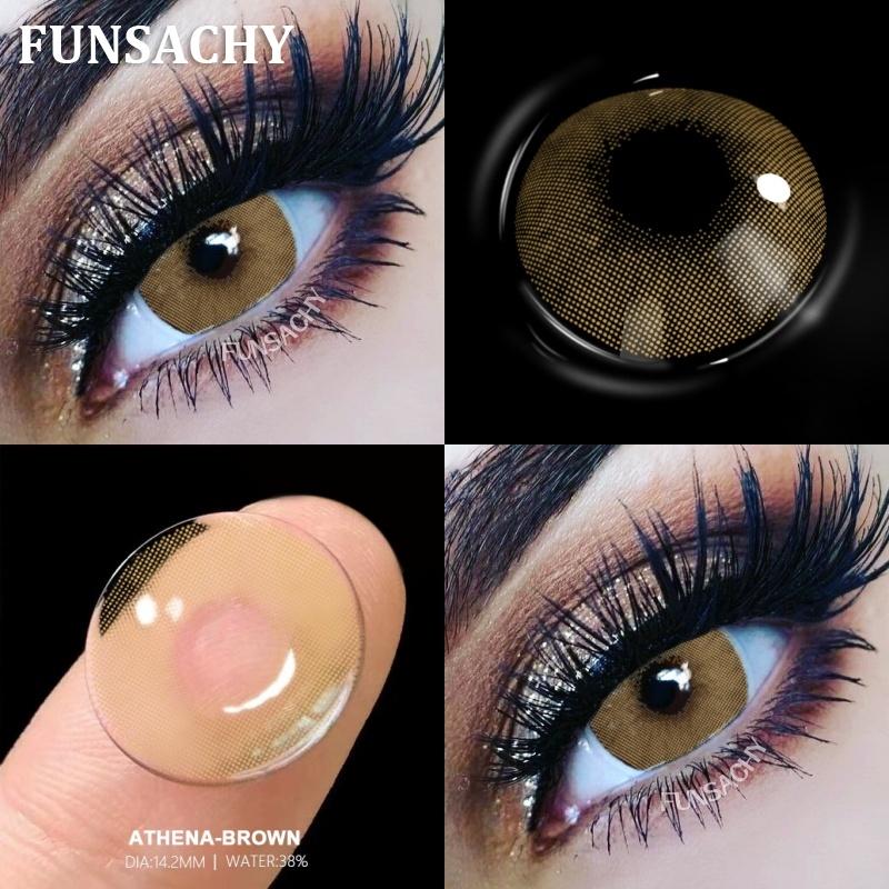FUNSACHY 2pcs New Colored Lenses for Eyes Black Pupil Natural Contact Lenses Brown Gray Colorful Cosmetic Lens Fast Shipping