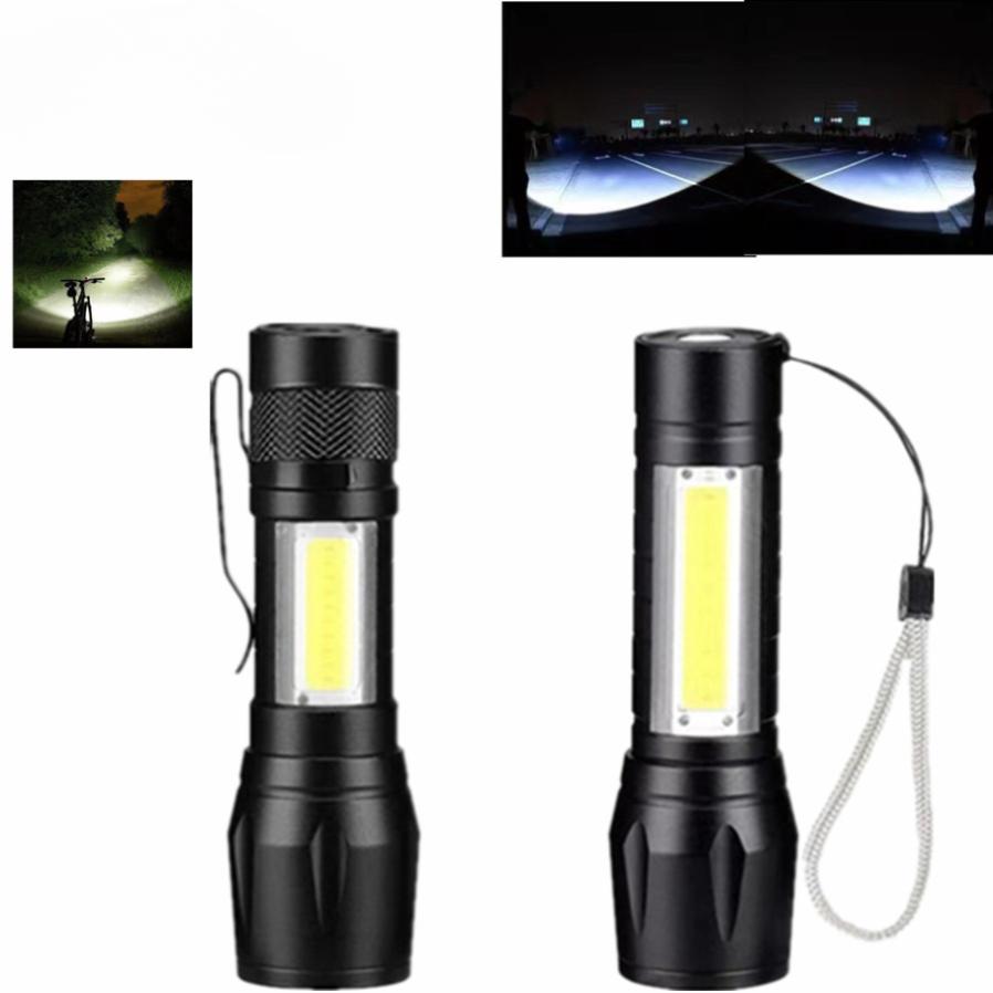 Portable LED Flashlight XPE COB Flashlight with 3 Modes Rechargeable Zoom Flashlight Light Waterproof Camping Light