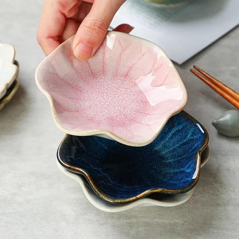 Ceramic Plate Retro Kiln Glaze Japanese Sauce Multi-purpose Storage Tray Mini Dipping Sashimi Sushi Soy Dishes Home Snack Plate
