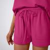 Women's Spring and Summer Solid Color Round Neck Loose Short Sleeved Shorts Two-piece Set
