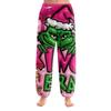 Women's Christmas  Print Trousers With Drawstring Cuffs Casual Pants And Pajamas
