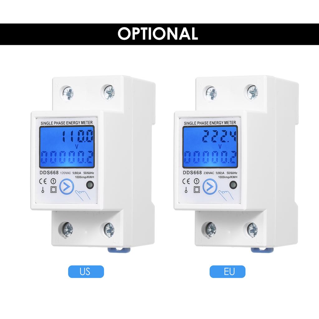 Счетчик энергии одиночной фазы АК 230В с кнопкой сброса с подсветкой