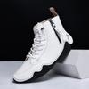 New  Handmade Casual Shoes Men Sneakers Ankle Boots Leather Side Zipper Comfortable Breathable Anti-Slip Outdoor Walking