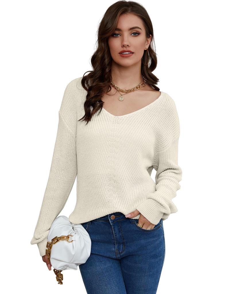 Azura Exchange Трикотажный свитер с V-образным вырезом