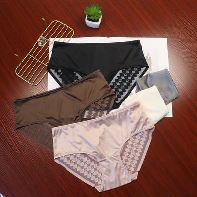 Женские антибактериальные шелковистые кружевные сексуальные трусы средней талии с подтяжкой бедер