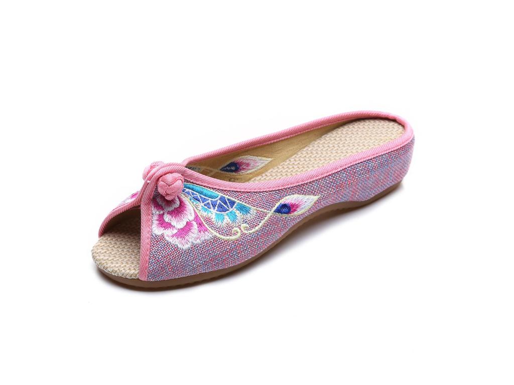 Сандалии из льна с вышитыми бабочками для женщин на весну и лето