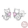 Earrings 925 Silver Shining Snowflake Mini Butterfly Ear Studs For Women Fine Birthday Party Jewelry Gifts