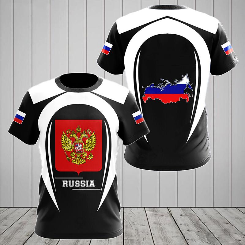 Russia Flag Men's T-shirts O-neck Russian Shirt 3D Printed Oversized Fashion Short Sleeve Men's Clothing Tops Loose Streetwear