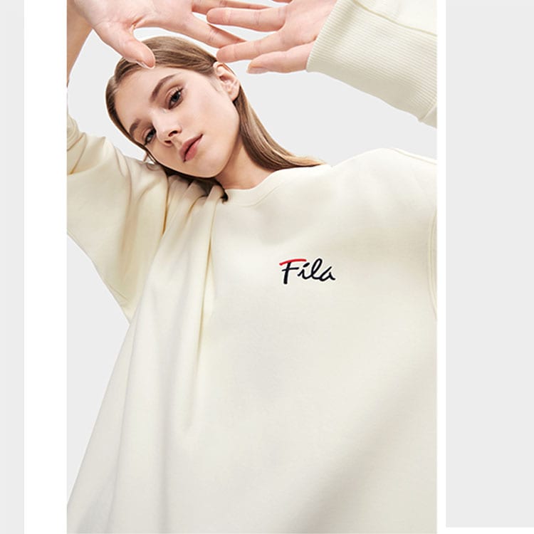 Fila Толстовки Унисекс Молочно-Белый Скругленный вырез Средняя Обычная F11U248201F-IV