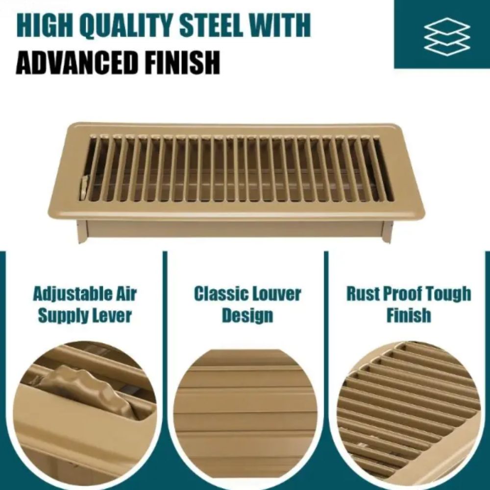 Carbon Steel Floor Register High Efficiency Air Vent Covers 2-Pack Floor Vent Covers  Home Floor