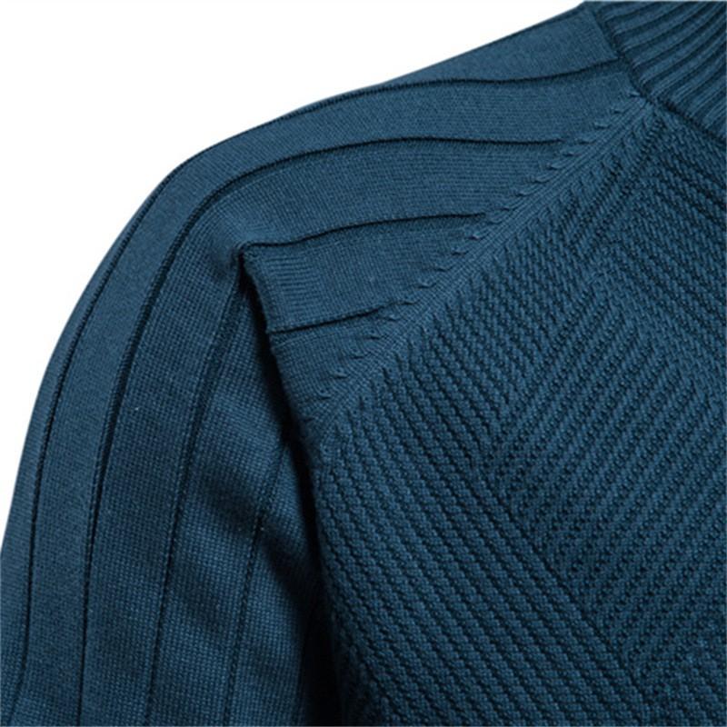 Mens Casual Solid Knit Cardigan Long Sleeve Jacquard Cotton Sweater Young Adults