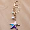 Jewelry Charm Keychain Rhinestones Encrusted Starfish and Conch Shell Pendant Keyring Handbag Accessories for Women