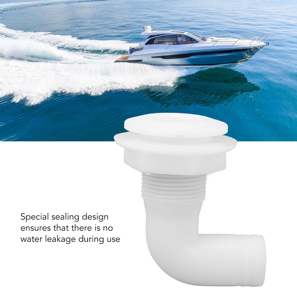 Rugged Leakproof Marine Thru Hull Connector Ergonomic Black Thru Hull Fitting White 90-Degree Fitting Yacht