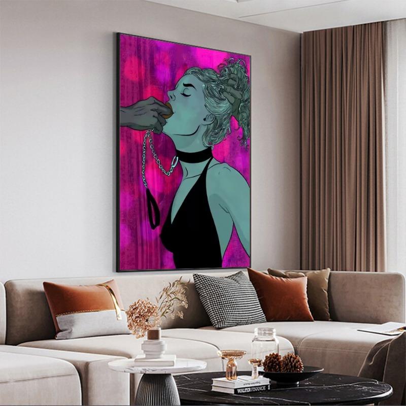 Sexy Poster Nude Lovers Canvas Attractive Body Art Fancy Wall Sticker for Living Room Bar Decoration Vintage Decorative