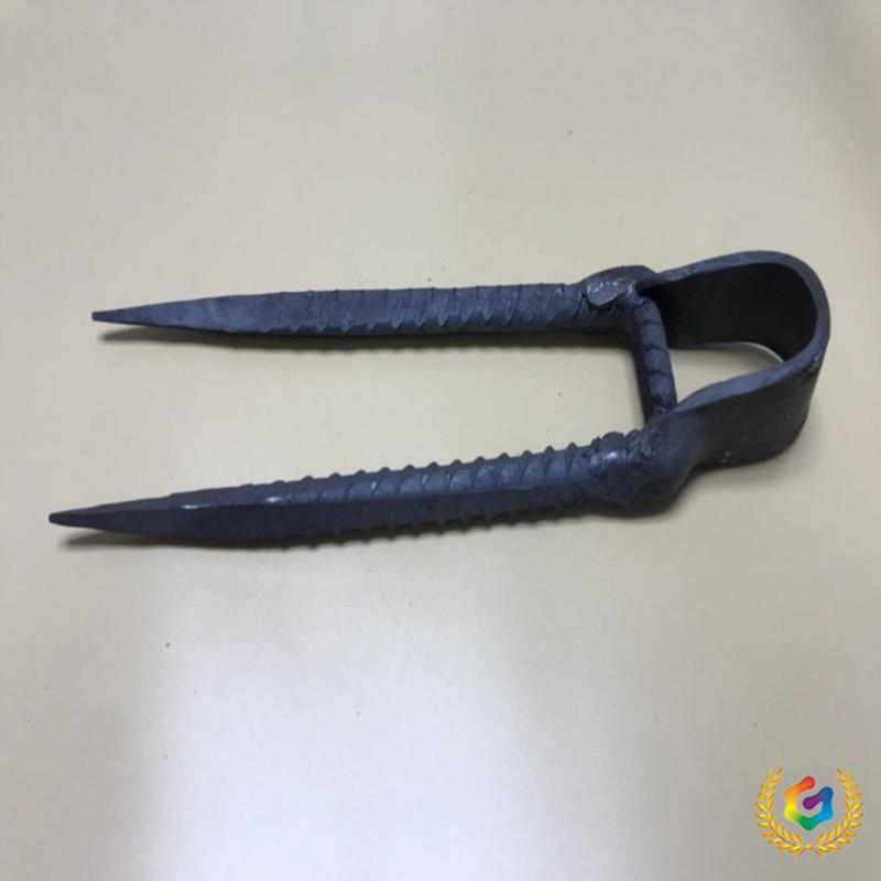 All-Steel Long-Handle Two-Tine Hoe and Rake for Soil Digging, Vegetable Planting, and Land Reclamation