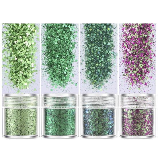 4 коробки блесток для ногтей сияющая легкая паста сверкающая вспышка некапающая самодельная переливающаяся голографическая красочная нейл-арт блестки принадлежности для ногтей