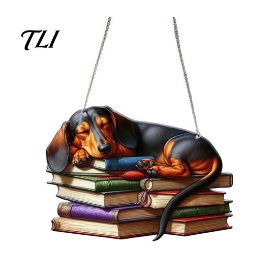 Dachshund Window Hanging Ornament, Acrylic Sun Catcher, Cute Dog Ornament for Living Room Decoration Home Decor, Front Porch Lightweight