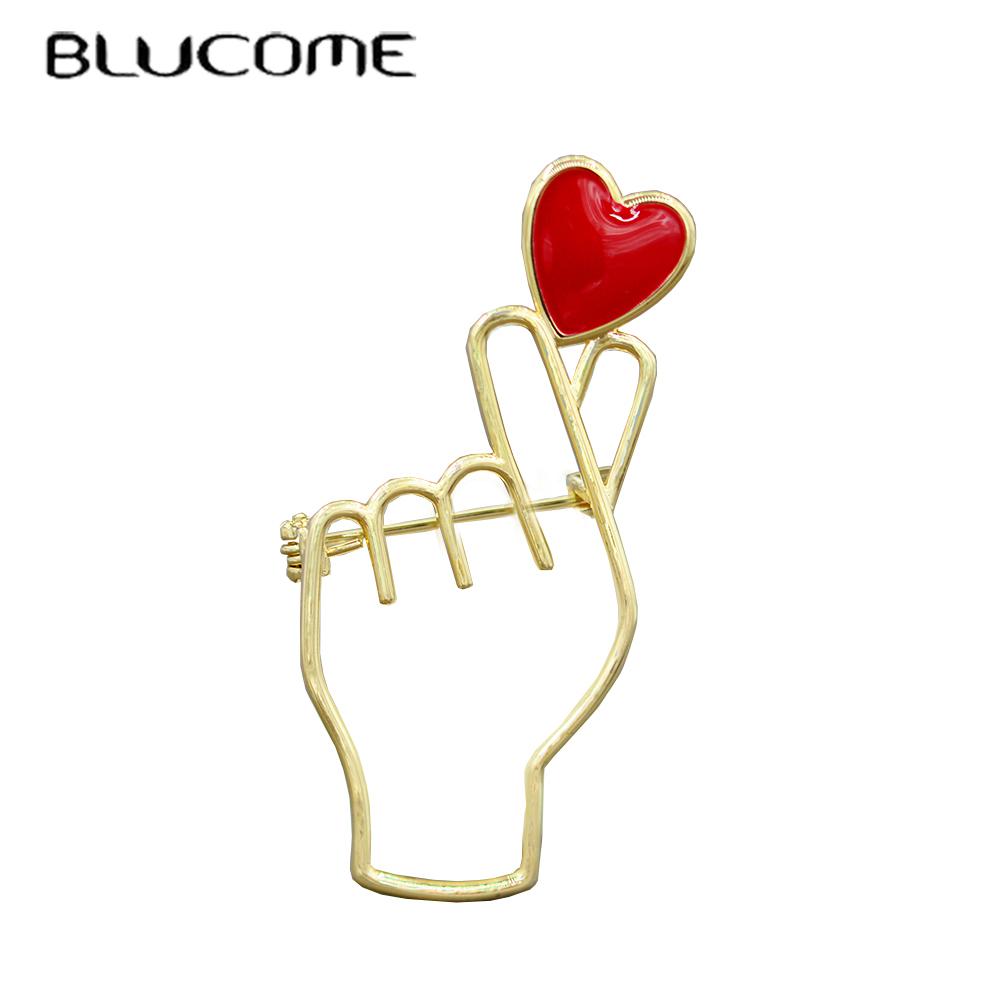 Blucome Новый дизайн, модная медная брошь, ручная Золотая брошь в форме сердца, булавки для женского костюма, булавки для хиджаба