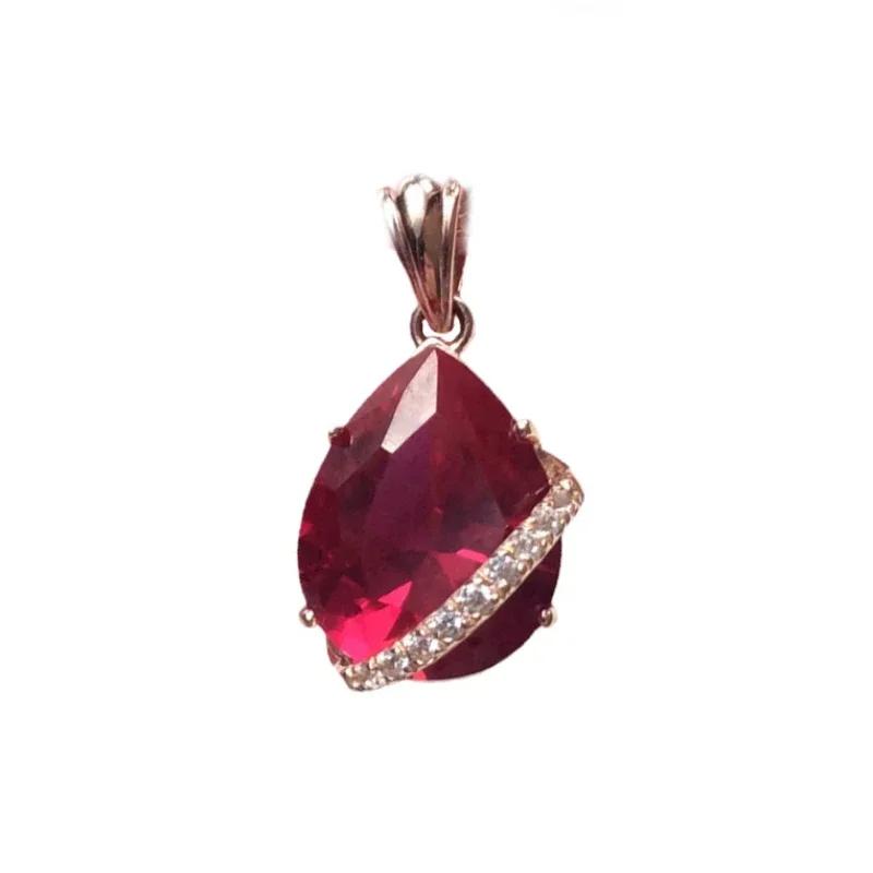 Легкая роскошь Ожерелья с рубином в форме капли воды модная медная цепочка на ключицу с покрытием из розового золота для женщин свадебный циркон