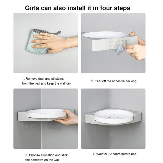 1/2 шт. Угловая полка для хранения в ванной комнате, самоклеящаяся, без сверления, вращающаяся на 360 градусов, плавающая полка для душа