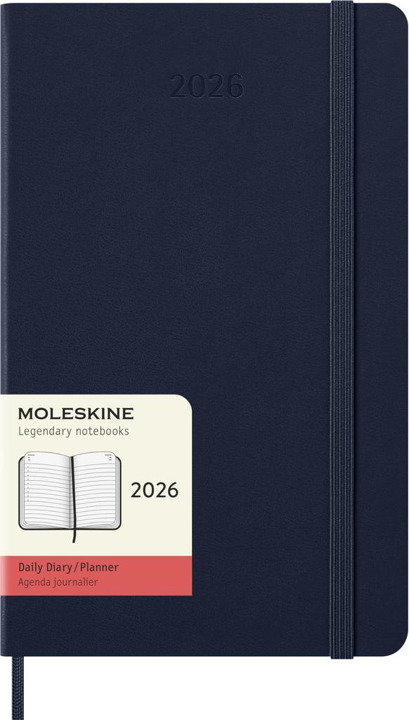Moleskine 2026 January Daily Large Size W x 21cm Sapphire DHB2012DC3Y26 Planner, Start, 12-Month Diary, (13cm H), Hardcover, Blue,