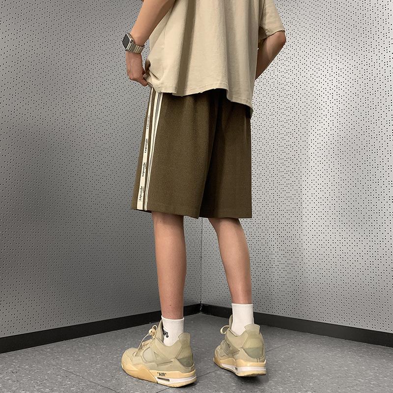 Мужские спортивные шорты с вышивкой Y2K, перекрестные полосатые брюки High Street с широкими штанинами, свободные, летние, 2024, для мужчин, для спортзала, корейские