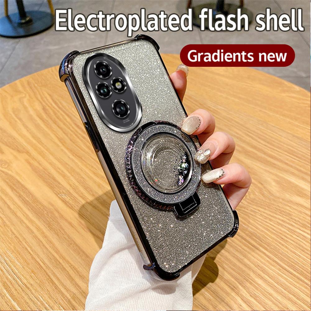 Магнитная подставка-перетекающий песок Чехол для телефона для Honor 200 100 90 80 70 60 50 Pro Градиент Глиттер Ударопрочный Мягкий Силиконовый Чехол-подставка