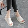 Women's Platform Wedge Sandals New Summer High Heel Leisure Peep Toe Women's Shoes Soft Leather Heightened Platform Shoes