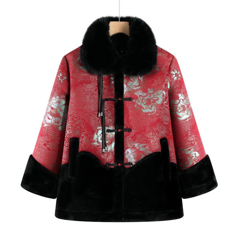 YUZHAOLIN Women's Elderly Floral Quilted Winter Jacket