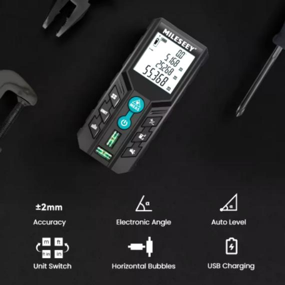 Mileseey Лазерный дальномер D2 Laser Trena Высококачественная лазерная рулетка 40M 60M 80M 100M 120M Измерительная лента