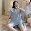 Pajama Women's Short Sleeved Cotton Cute Princess Style Summer Lace Home Clothing Set