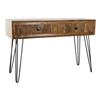 Console - Modern - Brown Acacia Wood - Black Metal - 2 Drawers - 118 Cm