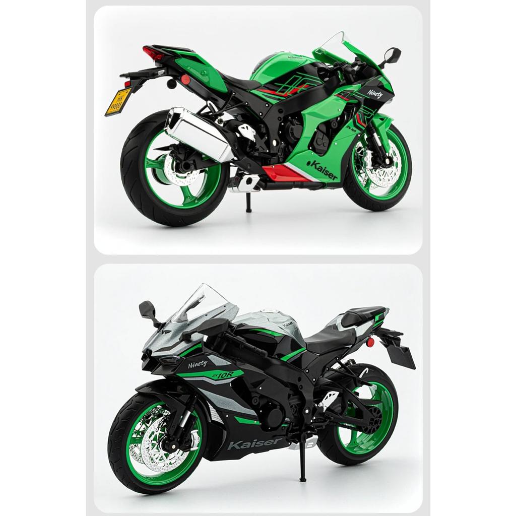 1/9 Kawasaki Ninja ZX-10R High Performance Superbike Alloy Metal Diecast Model Motorcycle Sound & Light High Simulation Collect